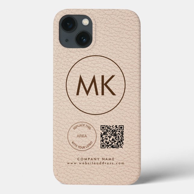 Coques Case-Mate iPhone Logo de l'entreprise QR Code Monogram Cream Faux L (Verso)
