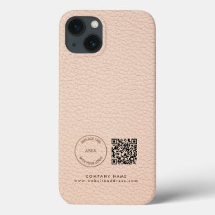 Case-Mate iPhone Case Logo de l'entreprise QR Nom du code Cream Faux Lea