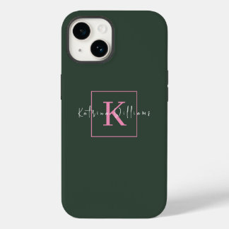 Coque Case-Mate iPhone Logo de marque minimaliste vert foncé Monogramme r