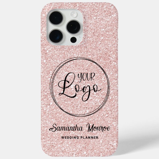 Coques Case-Mate iPhone Logo d'entreprise Faux rose pâle paillettes or (Verso)