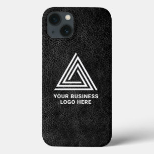 Case-Mate iPhone Case Logo d'entreprise moderne en cuir noir Faux