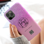Coque Case-Mate iPhone Logo d'entreprise moderne violet rose<br><div class="desc">Parties scintillant rose noir et faux rose moderne ombre sur le logo d'entreprise rose qr code. Une façon simple et efficace de faire connaître votre entreprise.</div>