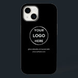 Coque Case-Mate iPhone Logo d'entreprise noir personnalisé<br><div class="desc">Faites la promotion de votre marque avec ce Coque OtterBox 14 Pro personnalisable. Ce design comprend votre propre logo et des informations sur les médias sociaux, ainsi qu'un espace pour une adresse de page d'accueil personnalisée. Parfait pour les cadeaux, les salons professionnels et autres événements promotionnels. Besoin d'aide pour la...</div>