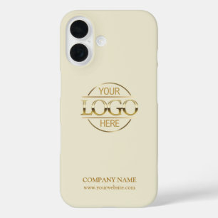 Coque Pour iPhone 16 Logo d'entreprise promotionnel beige élégant