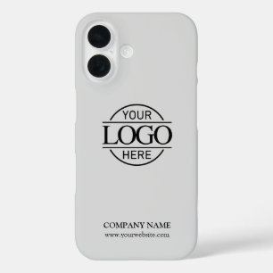 Coque Pour iPhone 16 Logo d'entreprise promotionnel gris minimaliste