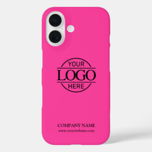 Coque Pour iPhone 16 Logo d'entreprise promotionnel rose minimaliste