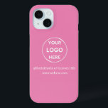 Coque Case-Mate iPhone Logo d'entreprise rose personnalisé<br><div class="desc">Faites la promotion de votre marque avec ce Coque iphone personnalisable. Ce design comprend votre propre logo et des informations sur les médias sociaux, ainsi qu'un espace pour une adresse de page d'accueil personnalisée. Parfait pour les cadeaux, les salons professionnels et autres événements promotionnels. Besoin d'aide pour la personnalisation ?...</div>