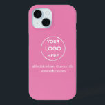 Coque Case-Mate iPhone Logo d'entreprise rose personnalisé<br><div class="desc">Faites la promotion de votre marque avec ce Coque iphone personnalisable. Ce design comprend votre propre logo et des informations sur les médias sociaux, ainsi qu'un espace pour une adresse de page d'accueil personnalisée. Parfait pour les cadeaux, les salons professionnels et autres événements promotionnels. Besoin d'aide pour la personnalisation ?...</div>