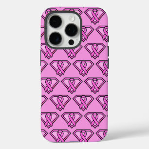 Coque iPhone 16 Pro Logo Diamond de sensibilisation au cancer du sein 