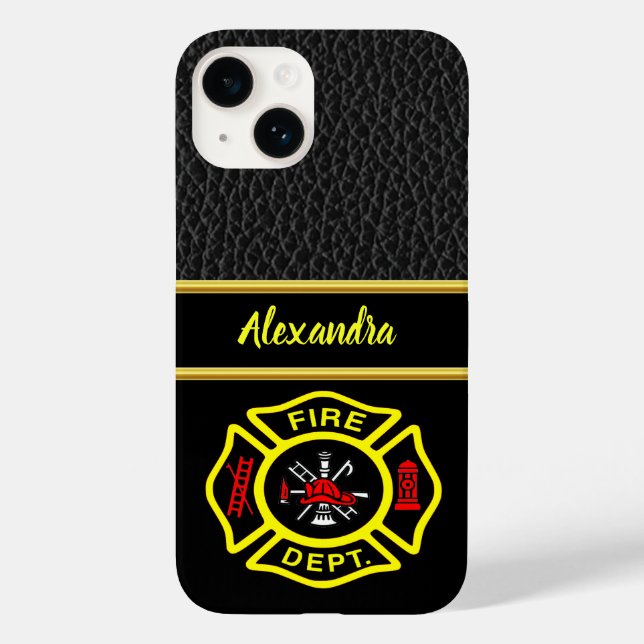 Coques Case-Mate iPhone Logo du service d'incendie Badge noir et jaune (Verso)
