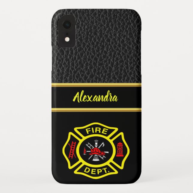 Coques Case-Mate iPhone Logo du service d'incendie Badge noir et jaune (Dos)