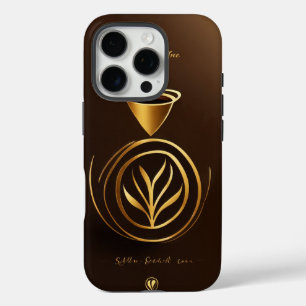 Coque iPhone 16 Pro Logo Élégant de graines de café - Golden Accent De