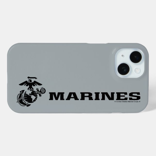 Coques Case-Mate iPhone Logo en noir empilé USMC (Verso (horizontal))