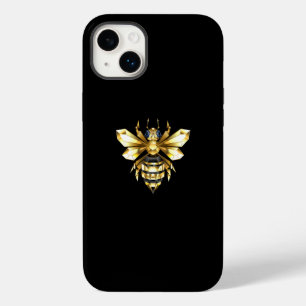 Coque Case-Mate iPhone Logo Faux Gold Foil Bee Polygonal sur Noir