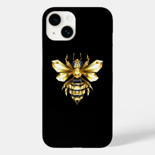 Coque Case-Mate iPhone Logo Faux Gold Foil Bee Polygonal sur Noir