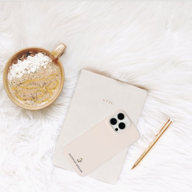 Coques Case-Mate iPhone Logo Nom Personnalisé Moderne Rose Pâle Minimalist (Modern monogram name logo iphone back case)