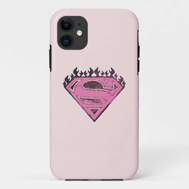 Coques Case-Mate iPhone Logo Supergirl rose avec flammes (Dos)