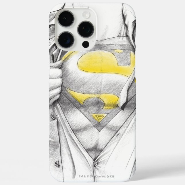 Coques Case-Mate iPhone Logo Superman de la poitrine esquissée (Verso)