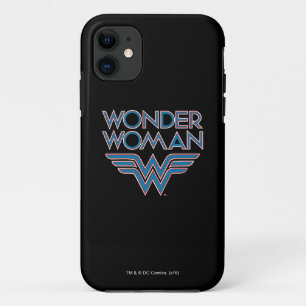 Coque iPhone 11 Logo Wonder Woman bleu et rouge Retro