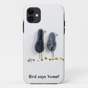Coque Case-Mate iPhone L'oiseau dit 'tweet' joli couple en céramique bleu