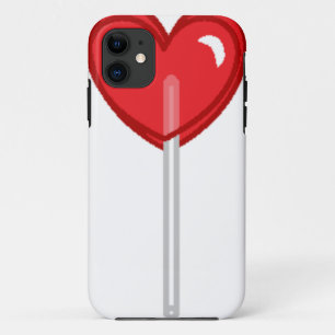 Coque iPhone 11 lollipop à coeur rouge