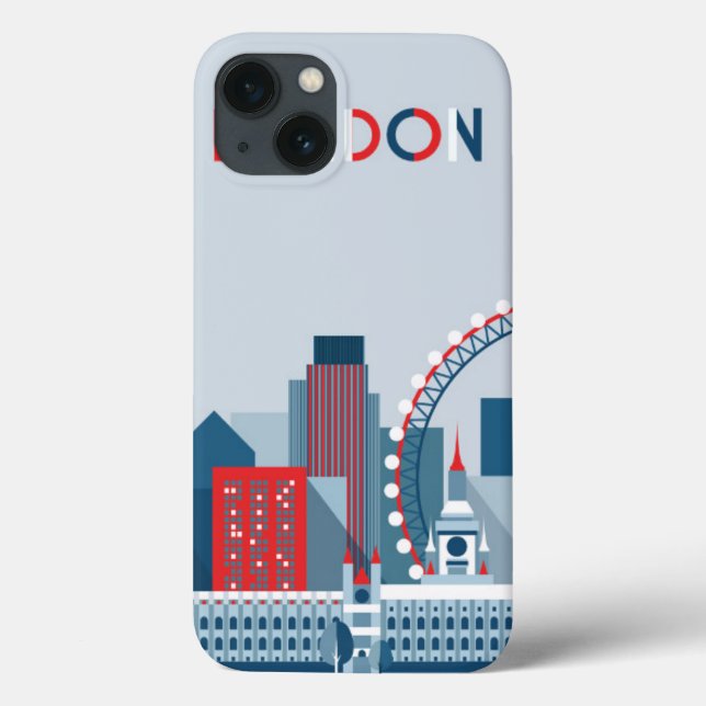 Coques Case-Mate iPhone Londres, Angleterre | Skyline rouge, blanc et bleu (Verso)