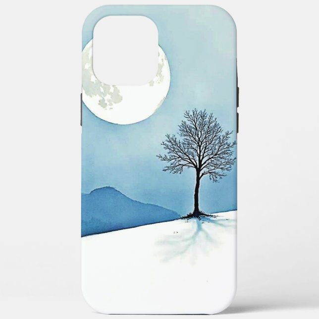 Coques Case-Mate iPhone Lone Tree : Sérénité de la Pleine Lune Silencieuse (Verso)