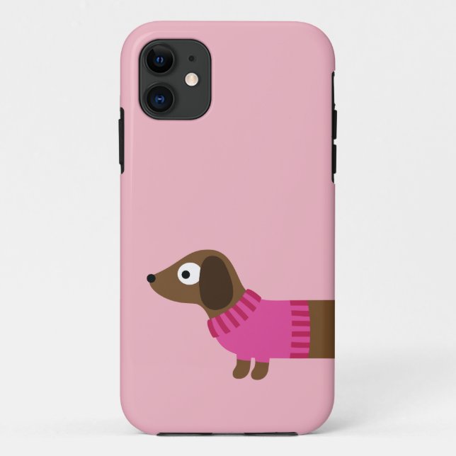 Coques Case-Mate iPhone Longue illustration mignonne de teckel (Dos)