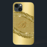 Coques Pour iPhone Look métal or avec Motif de diamants<br><div class="desc">Tons or brillant look métallique avec motif de diamants. monogramme personnalisé et optionnel.</div>