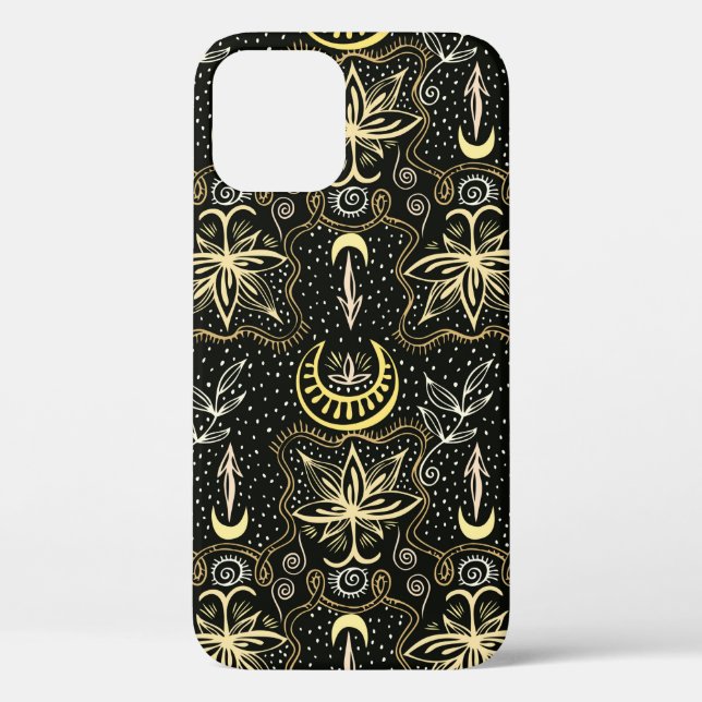 Coques Case-Mate iPhone L'or perd un motif croissant sans soudure. Golden  (Verso)