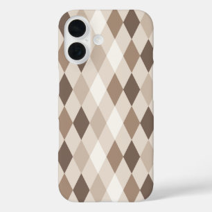 Coque Pour iPhone 16 Losange Harlequin Brun Terre Neutre