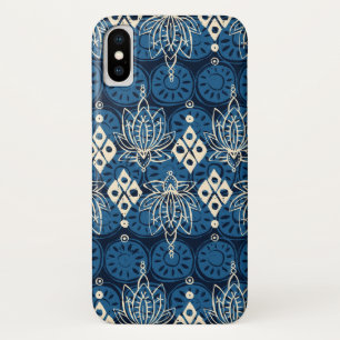 Coque iPhone X lotus diamant indigo
