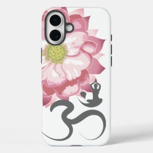 Coques iPhone 16 Plus Lotus Rose Yoga Fleur et Calligraphie Zen Om Aum