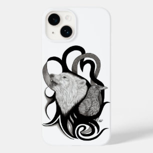 Coque Case-Mate iPhone Loup blanc avec art tribal coréen