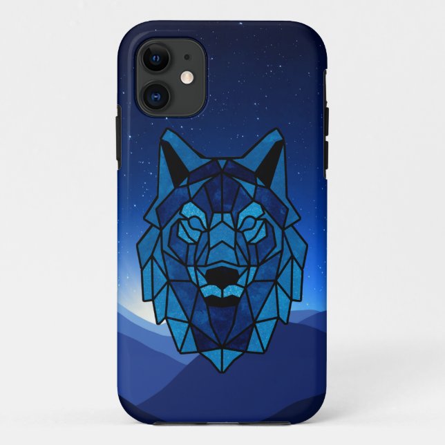 Coques Case-Mate iPhone Loup bleu géométrique (Dos)