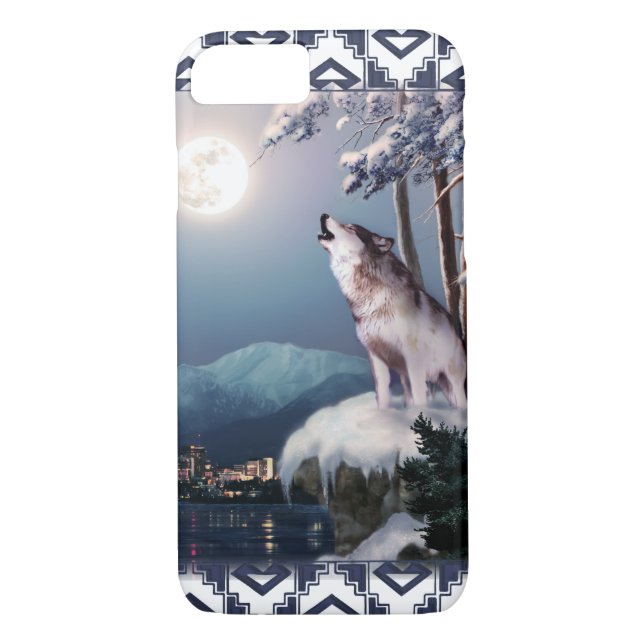 Coques Case-Mate iPhone Loup d'hurlement avec la ville du cas de téléphone (Dos)