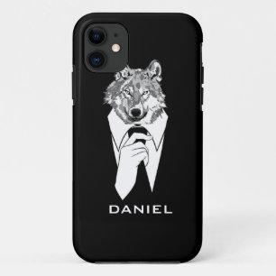Coque Case-Mate iPhone Loup drôle de hippie avec le smoking noir
