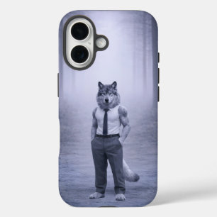 Coque Pour iPhone 16 Loup en tenue formelle minimale – Portrait de la f