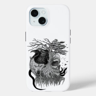 Coque Case-Mate iPhone Loup et corbeau avec crâne