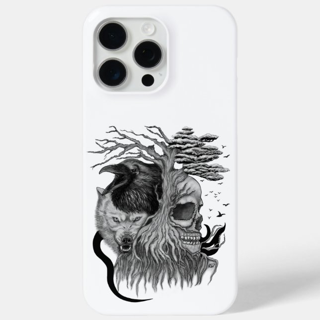 Coques Case-Mate iPhone Loup et corbeau avec crâne (Verso)