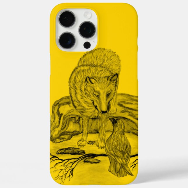 Coques Case-Mate iPhone Loup et corbeau noir et jaune (Verso)