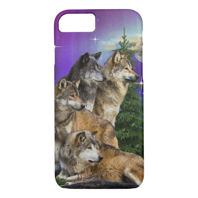 Coques Case-Mate iPhone Loup et lune (Dos)