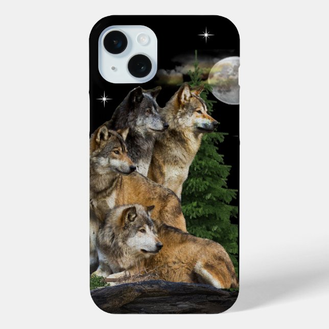 Coques Case-Mate iPhone Loup et Lune (Verso)