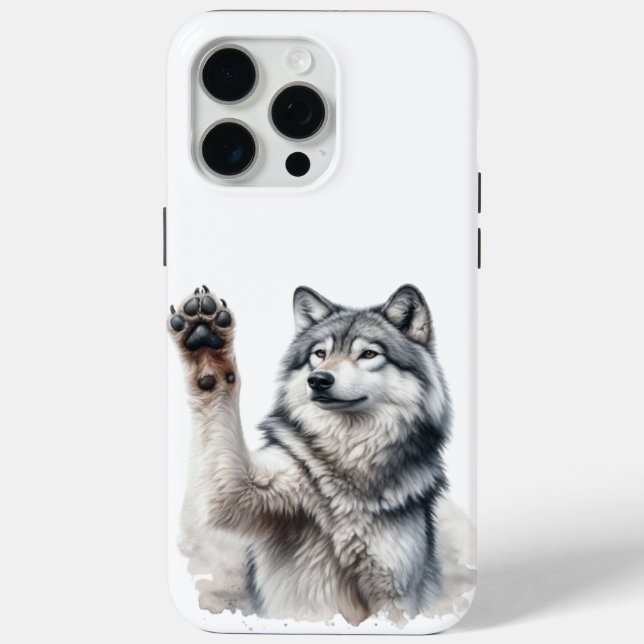 Coques Case-Mate iPhone Loup Gris Artistique à l'Aquarelle (Verso)
