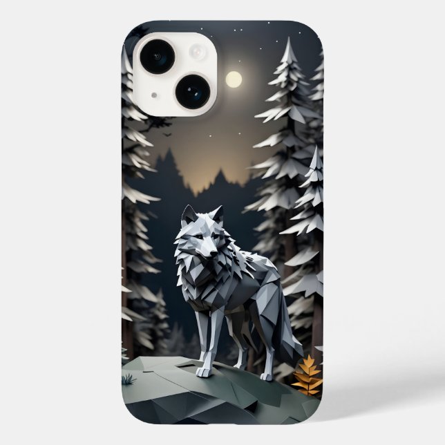 Coques Case-Mate iPhone Loup Gris Origami (Verso)