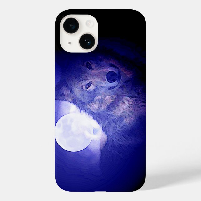 Coques Case-Mate iPhone Loup, Lune et Nuit Bleue (Verso)