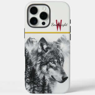 Coque iPhone 16 Pro Max Loup majestueux au milieu des montagnes brumeuses 