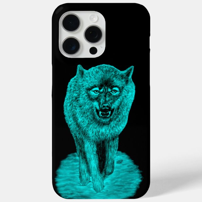 Coques Case-Mate iPhone Loup noir en colère dans la nuit (Verso)