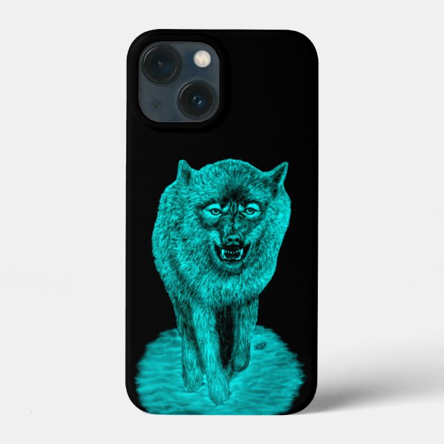 Coques Case-Mate iPhone Loup noir en colère dans la nuit (Verso)