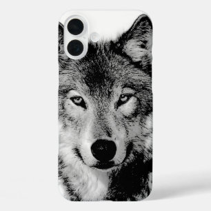 Coque Pour iPhone 16 Plus Loup noir et blanc